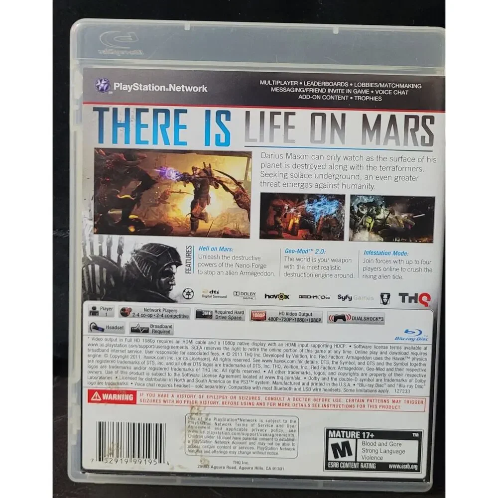 Red Faction: Armageddon PS3 Game With Manual (Sony PlayStation 3, 2011)